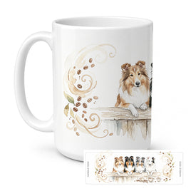 Caroline's Treasures Rough Collies Morning Coffee Ceramic Coffee Mug 15 oz Decorative Large C Handle