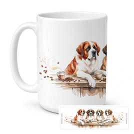 Caroline's Treasures Saint Bernards Morning Coffee Ceramic Coffee Mug 15 oz Decorative Large C Handle