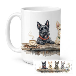 Caroline's Treasures Scottish Terriers Morning Coffee Ceramic Coffee Mug 15 oz Decorative Large C Handle