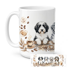 Caroline's Treasures Sheepadoodles Morning Coffee Ceramic Coffee Mug 15 oz Decorative Large C Handle