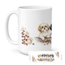 Caroline's Treasures Shih Tzus Morning Coffee Ceramic Coffee Mug 15 oz Decorative Large C Handle