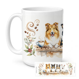 Caroline's Treasures Smooth Collies Morning Coffee Ceramic Coffee Mug 15 oz Decorative Large C Handle