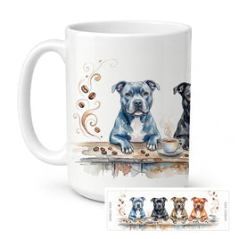 Caroline's Treasures Staffordshire Bull Terriers Morning Coffee Ceramic Coffee Mug 15 oz Decorative Large C Handle