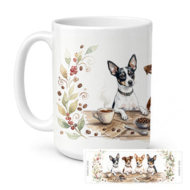 Caroline's Treasures Toy Fox Terriers Morning Coffee Ceramic Coffee Mug 15 oz Decorative Large C Handle
