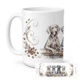 Caroline's Treasures Weimaraners Morning Coffee Ceramic Coffee Mug 15 oz Decorative Large C Handle
