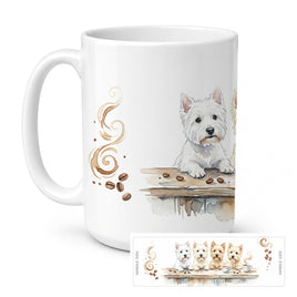 Caroline's Treasures Westies Morning Coffee Ceramic Coffee Mug 15 oz Decorative Large C Handle
