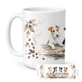Caroline's Treasures Wire Fox Terriers Morning Coffee Ceramic Coffee Mug 15 oz Decorative Large C Handle