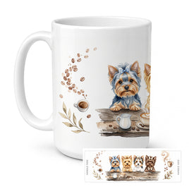 Caroline's Treasures Yorkshire Terriers Morning Coffee Ceramic Coffee Mug 15 oz Decorative Large C Handle