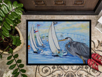 Blue Heron Sailboats Dog River Bridge Indoor or Outdoor Mat 24x36 JMK1001JMAT