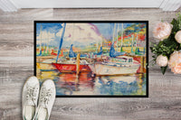 Three Boats Sailboats Indoor or Outdoor Mat 24x36 JMK1034JMAT