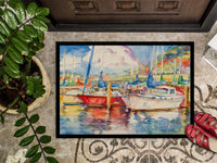 Three Boats Sailboats Indoor or Outdoor Mat 24x36 JMK1034JMAT