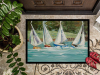 Sailboats on the bay Indoor or Outdoor Mat 24x36 JMK1035JMAT