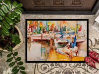 Sailboat  with Pelican Golden Days Indoor or Outdoor Mat 24x36 JMK1042JMAT