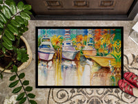 Blue Heron and Deep Sea Fishing Boats Indoor or Outdoor Mat 24x36 JMK1051JMAT