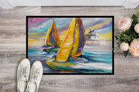 Sailboat with Middle Bay Lighthouse Indoor or Outdoor Mat 24x36 JMK1061JMAT