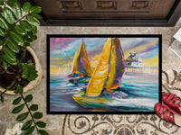 Sailboat with Middle Bay Lighthouse Indoor or Outdoor Mat 24x36 JMK1061JMAT