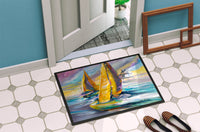 Sailboat with Middle Bay Lighthouse Indoor or Outdoor Mat 24x36 JMK1061JMAT