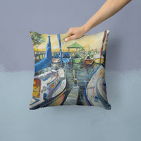 Seven Boats Sailboats Canvas Fabric Decorative Pillow JMK1231PW1414