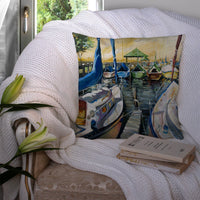 Seven Boats Sailboats Canvas Fabric Decorative Pillow JMK1231PW1414