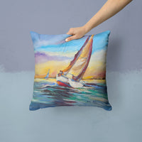 Horn Island Boat Race Sailboats Canvas Fabric Decorative Pillow JMK1237PW1414