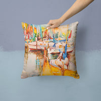 Pelicans and Sailboats Canvas Fabric Decorative Pillow JMK1238PW1414