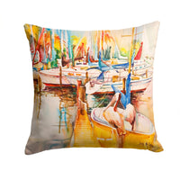 Pelicans and Sailboats Canvas Fabric Decorative Pillow JMK1238PW1414