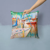 Gazebo and Sailboats Canvas Fabric Decorative Pillow JMK1239PW1414