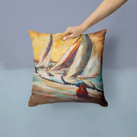 Boat Race Sailboats Canvas Fabric Decorative Pillow JMK1244PW1414