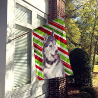 Candy Cane Holiday Christmas Alaskan Malamute Flag Canvas House Size KJ1168CHF