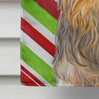 Candy Cane Holiday Christmas Yorkie / Yorkshire Terrier Flag Canvas House Size KJ1170CHF