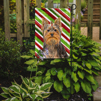 Candy Cane Holiday Christmas Yorkie / Yorkshire Terrier Flag Garden Size KJ1170GF