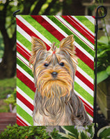 Candy Cane Holiday Christmas Yorkie / Yorkshire Terrier Flag Garden Size KJ1170GF