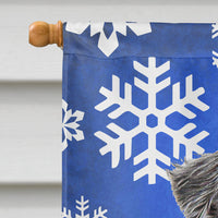 Winter Snowflakes Holiday Schnauzer Flag Canvas House Size KJ1178CHF