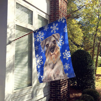 Winter Snowflakes Holiday Schnauzer Flag Canvas House Size KJ1179CHF