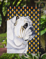 Bulldog English Candy Corn Halloween Portrait Flag Garden Size