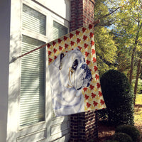 Bulldog English Fall Leaves Portrait Flag Canvas House Size