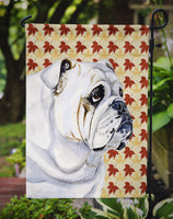 Bulldog English Fall Leaves Portrait Flag Garden Size