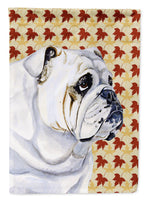 Bulldog English Fall Leaves Portrait Flag Garden Size