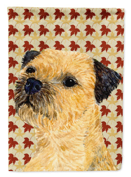 Border Terrier Fall Leaves Portrait Flag Garden Size