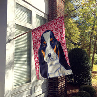 Basset Hound Hearts Love and Valentine's Day Portrait Flag Canvas House Size