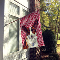 Corgi Hearts Love and Valentine's Day Portrait Flag Canvas House Size