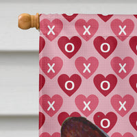 Corgi Hearts Love and Valentine's Day Portrait Flag Canvas House Size