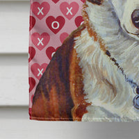 Corgi Hearts Love and Valentine's Day Portrait Flag Canvas House Size