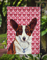 Corgi Hearts Love and Valentine's Day Portrait Flag Garden Size