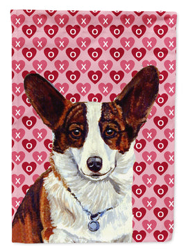 Corgi Hearts Love and Valentine's Day Portrait Flag Garden Size