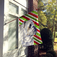 Bulldog English Candy Cane Holiday Christmas  Flag Canvas House Size