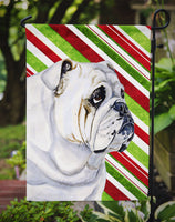Bulldog English Candy Cane Holiday Christmas  Flag Garden Size