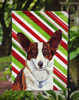 Corgi Candy Cane Holiday Christmas  Flag Garden Size