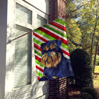Brussels Griffon Candy Cane Holiday Christmas  Flag Canvas House Size