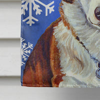 Corgi Winter Snowflakes Holiday Flag Canvas House Size